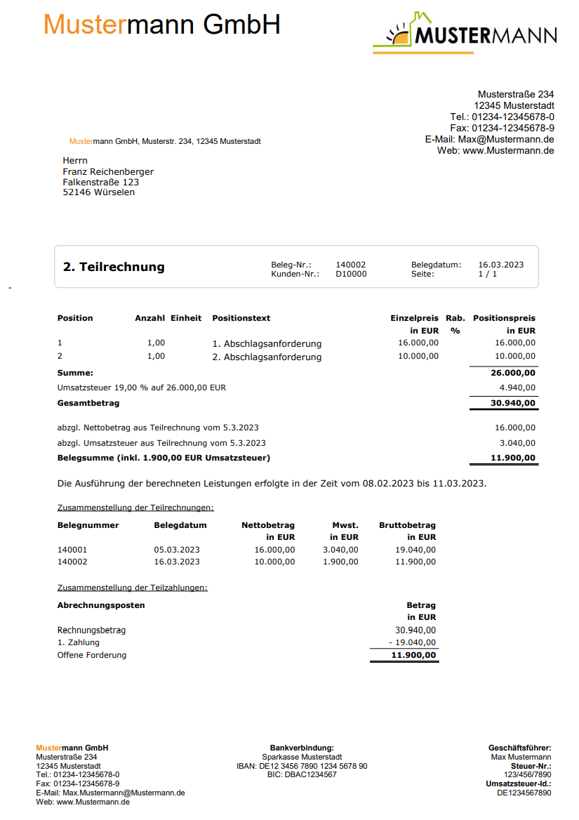 Abschlagsrechnung