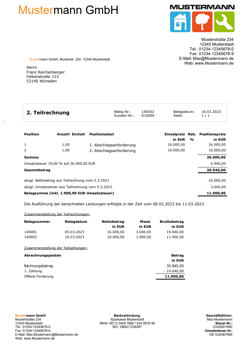 Abschlagsrechnung