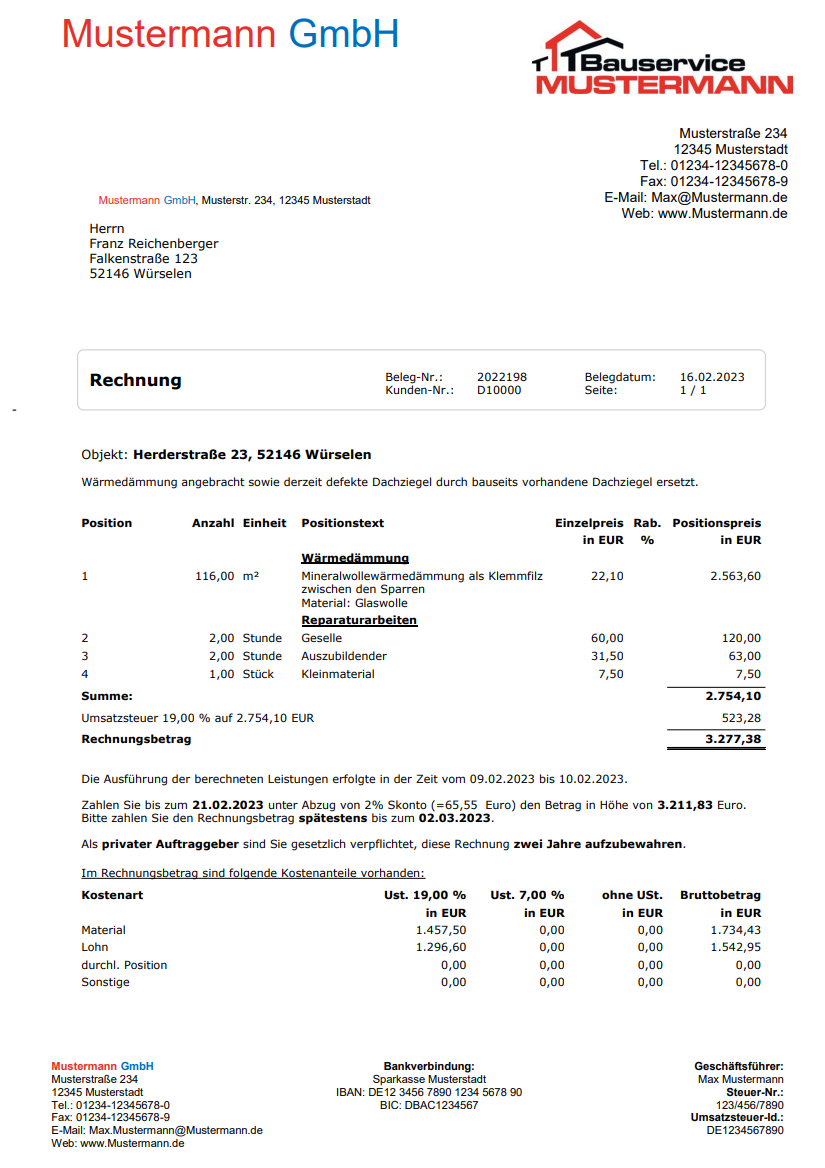 Musterrechnung