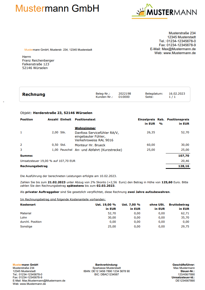 Musterrechnung